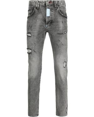 Philipp Plein Distressed Skinny-Cut Jeans - Grey