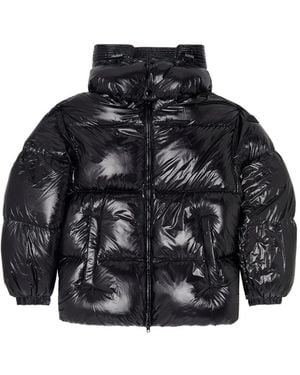 DIESEL Down Puffer Jacket With Detachable Hood - Black