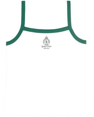 Sporty & Rich Logo-Print Ribbed Top - White