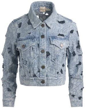 Alice + Olivia Embroidered Eyelet Jacket - Blue