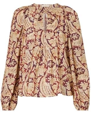 Ulla Johnson Floral-Print Ruffled Blouse - Natural