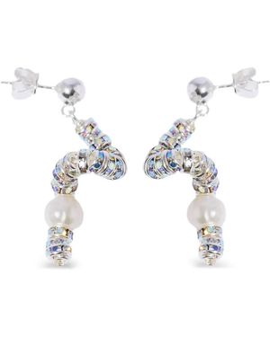 PEARL OCTOPUSS.Y Tiny Snakes Pearl Crystal-Embellished Earrings - White