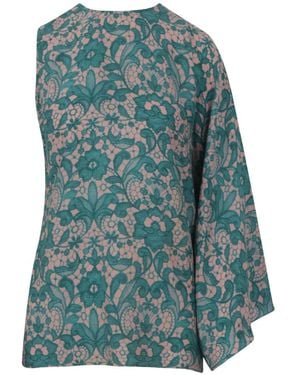 Gianluca Capannolo Lace-Print One-Shoulder Top - Blue