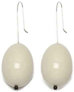 Gohar World Pendientes Con Colgante De Huevo - Blanco