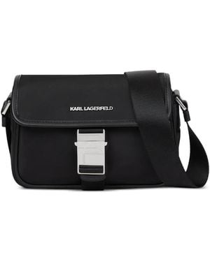KARL LAGERFELD K/Nylon Buckle Messenger Bag - Black