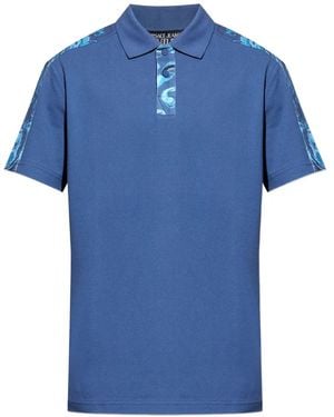 Versace Jeans Couture Baroque-Print Polo Shirt - Blue