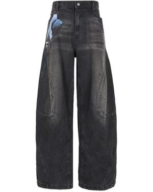 CROQUIS Sculptural Shell-Silhouette Wide-Leg Jeans - Black