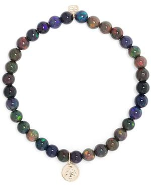 Sydney Evan Pulsera Tiny Sitting Buddha en oro amarillo de 14 kt con cuentas - Azul