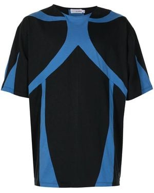 Amir Slama Panelled Round-Neck T-Shirt - Blue