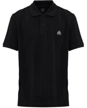 Moose Knuckles Polo Con Parche Del Logo - Negro