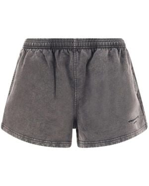 ショートパンツ ALEXANDER WANG Women Shorts  Burmudas 4DC1214896 060 Grey BITE LOGO SHORT IN GREY AGED DENIM in GREY AGED/WHITE