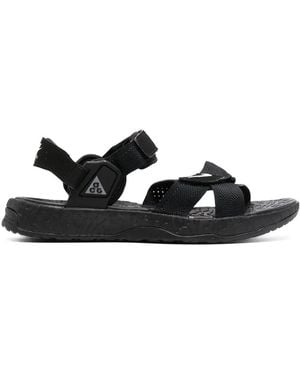 Nike Swoosh-Logo Detail Sandals - Black