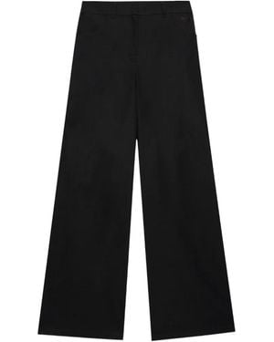 MSGM Logo-Print Wide-Leg Trousers - Black