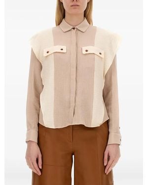 Alysi Two-Tone Cotton Shirt - Natural