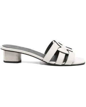 Furla Logo Leather Sandals - White