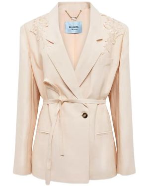 Blugirl Blumarine Embroidered Belted Blazer - Natural