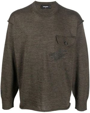 DSquared² Flap Pocket Crew Neck Jumper - Grey