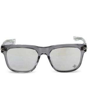 Chrome Hearts Logo-Plaque Square-Frame Glasses - Gray