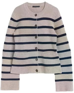 Jenni Kayne Striped Button Knitwear - Grey