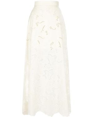 Elie Saab Embroidered Maxi Skirt - White