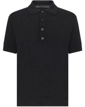 Low Brand Ribbed-Trim Knitted Polo Shirt - Black