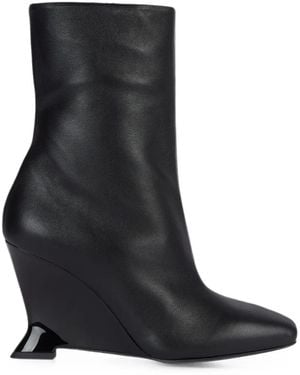 Balmain Wedge-Stiefeletten Aus Glattleder - Schwarz