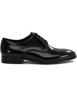 Fabi Leather Lace-Up Derby Shoes - Black