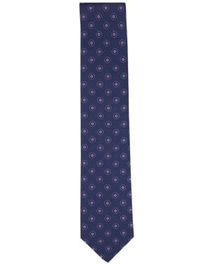 Canali Geometric-Print Jacquard Tie - Blue