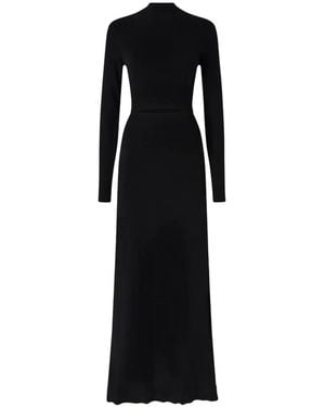 Pinko Long Wool-Blend Dress With Cut-Out - Black