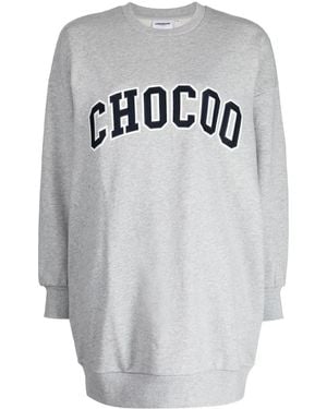 Chocoolate Abito Effetto Mélange Con Ricamo - Grigio