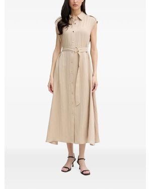 Joseph Ribkoff Belted Button-Front Midi Dress - Natural