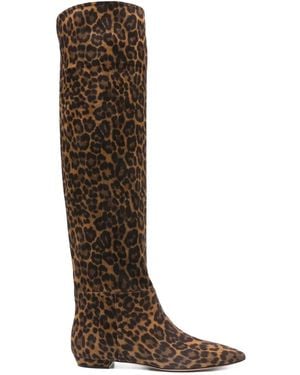 Gianvito Rossi レオパード レザーブーツ 10mm - ブラウン