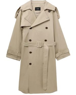 we11done Trenchcoat Met Dubbele Rij Knopen En Ceintuur - Naturel