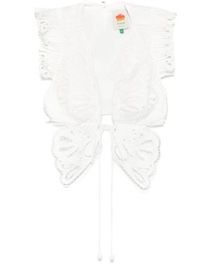 FARM Rio Butterfly Richelieu Blouse - White