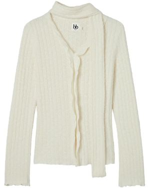 B+ AB Ribbed Scarf Sweater - White