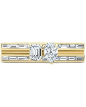 Loraida Blade Emerald- And Pear-Shaped Diamond Ring - Metallic