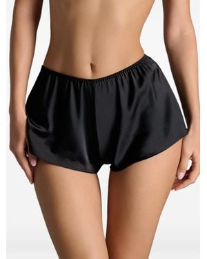 Scandale Pantalones Cortos Dédicace Bordados De Satén - Negro