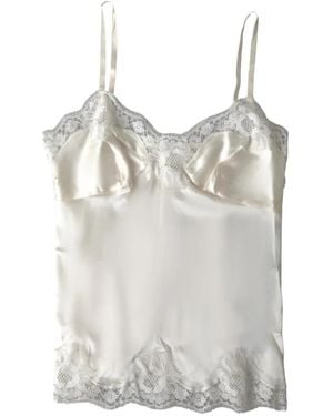 Dolce & Gabbana Camisola Con Ribete De Encaje - Blanco