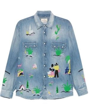 Antik Denim Embroidered Denim Shirt - Blue