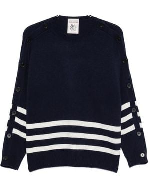 Semicouture Button-Detail Striped Sweater - Blue