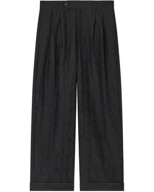 Giorgio Armani Jacquard-Woven Pleated Pants - Black
