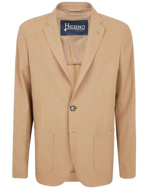 Herno Linen Pocket Jacket - Natural