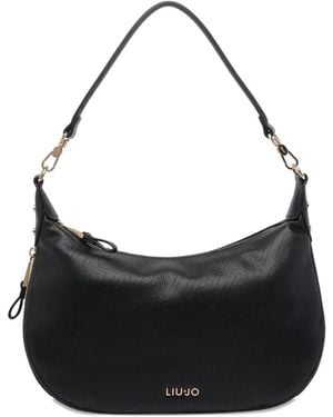 Liu Jo Medium Shoulder Bag With Monogram Logo - Black