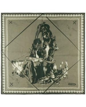 Stetson Graphic-Print Cotton Scarf - Green