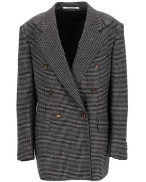 Tagliatore Loreley Double-Breasted Micro-Check Jacket - Gray