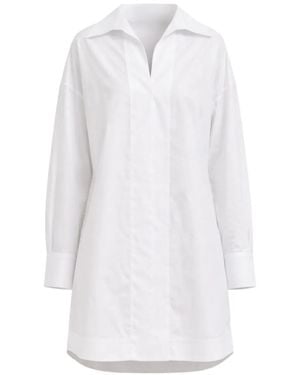 Dondup V-Neck Long-Sleeved Cotton Mini Dress - White