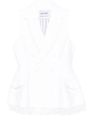 Dice Kayek Double-Breasted Broderie-Anglaise Jacket - White