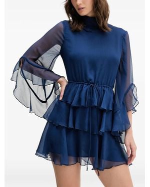 Bardot Abito Con Ruches - Blu