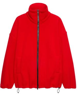 MSGM Zip-Fatening Sweatshirt - Red