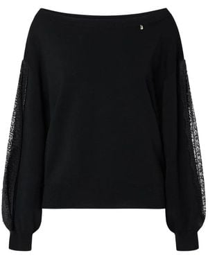 Liu Jo Sweater With Lace Inserts - Black